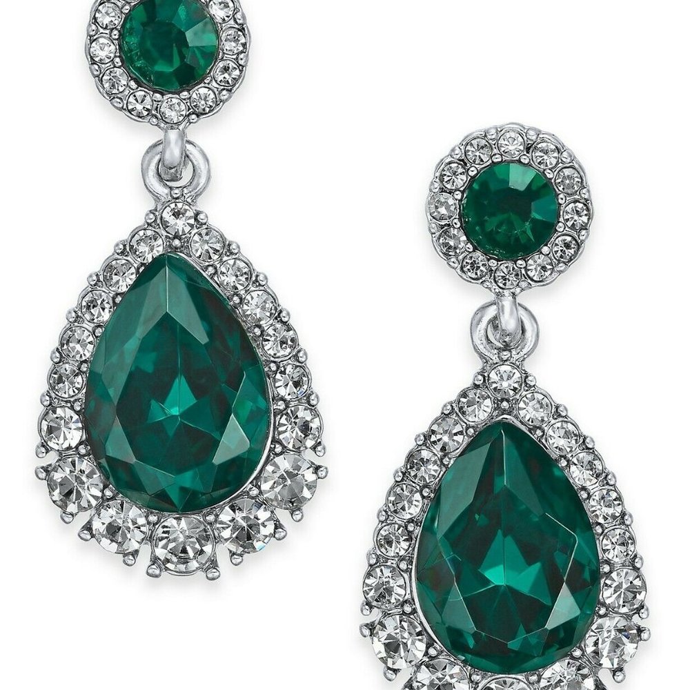 Charter Club Silver-Tone Crystal & Stone Drop